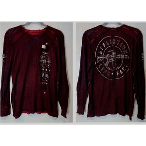 Affliction Mens Thermal Sz XL Defender Reversible Y2K Red Black 2000s Cyber Goth